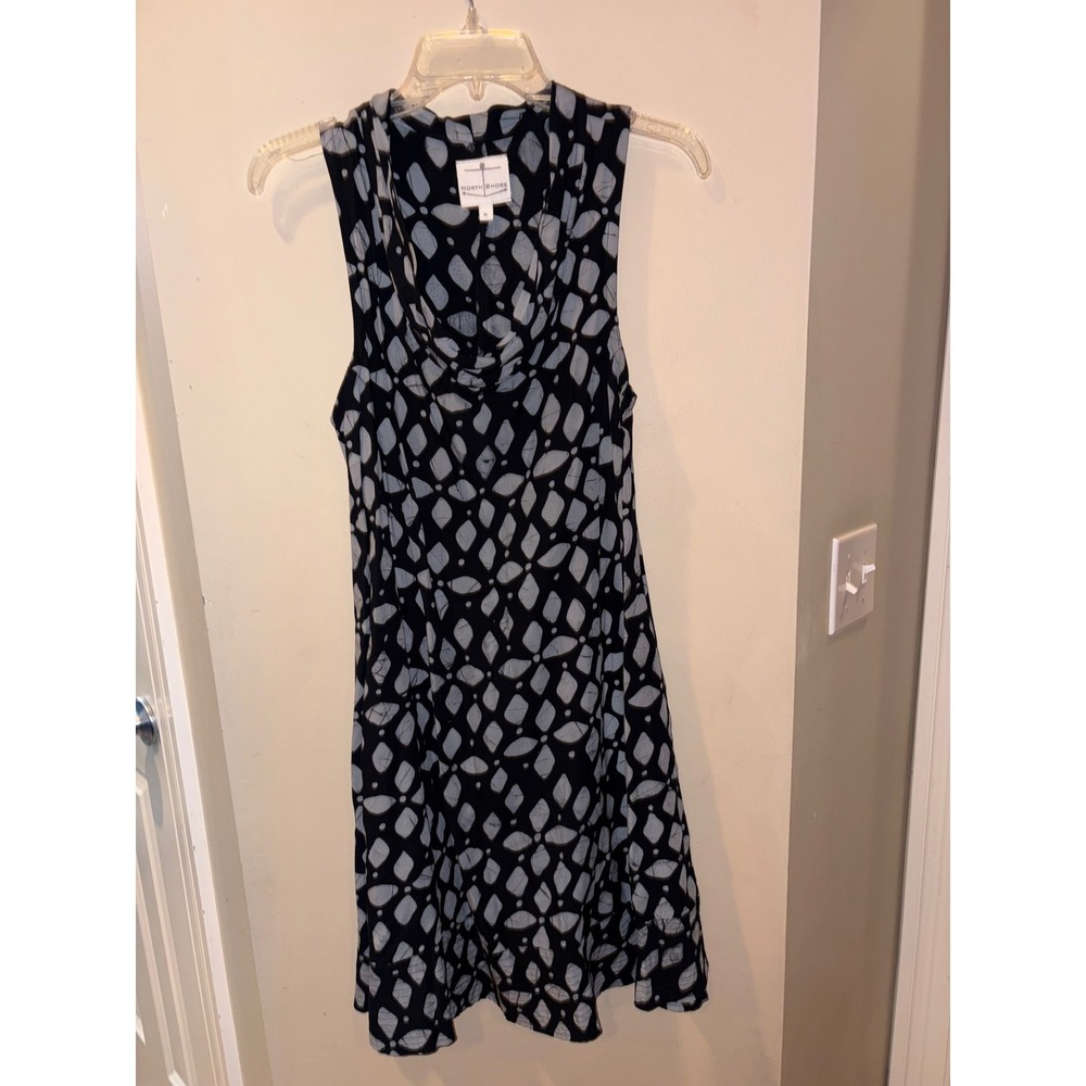 North Shore Womens Figwood Geometric Batik Print Rayon Cowl Neck Dress Small